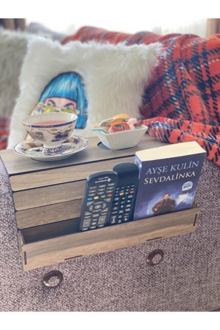 Ahşap Koltuk Tepsisi Kumandalıklı - Katlanabilir Yan Sehpa & Portatif Amerikan Servisi - Modern Tasarım, Pratik ve Şık Çözümler