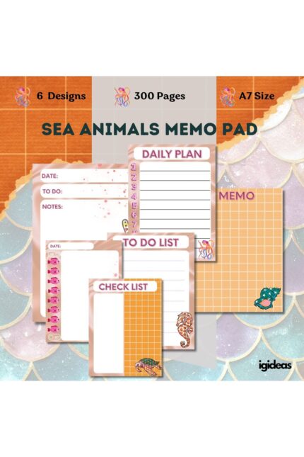 Sea Animal Memo Pad Orange | Not Kağıdı Ve Bloknot (A7-300 SAYFA)